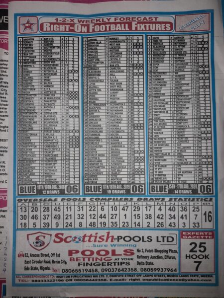 week 6 right on fixtures 2021 back page